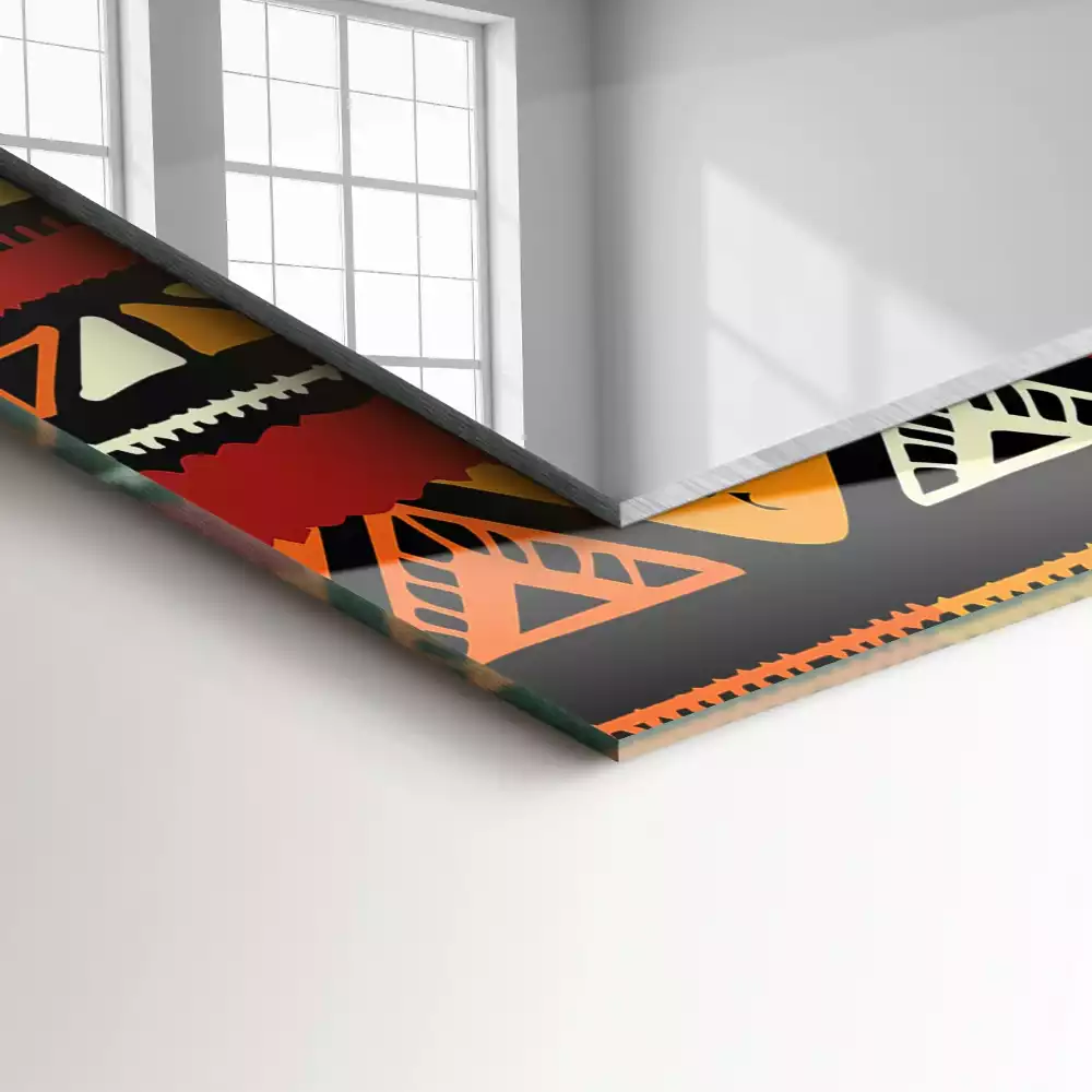 Négyszögletes díszes tükör Színes etnikai minta