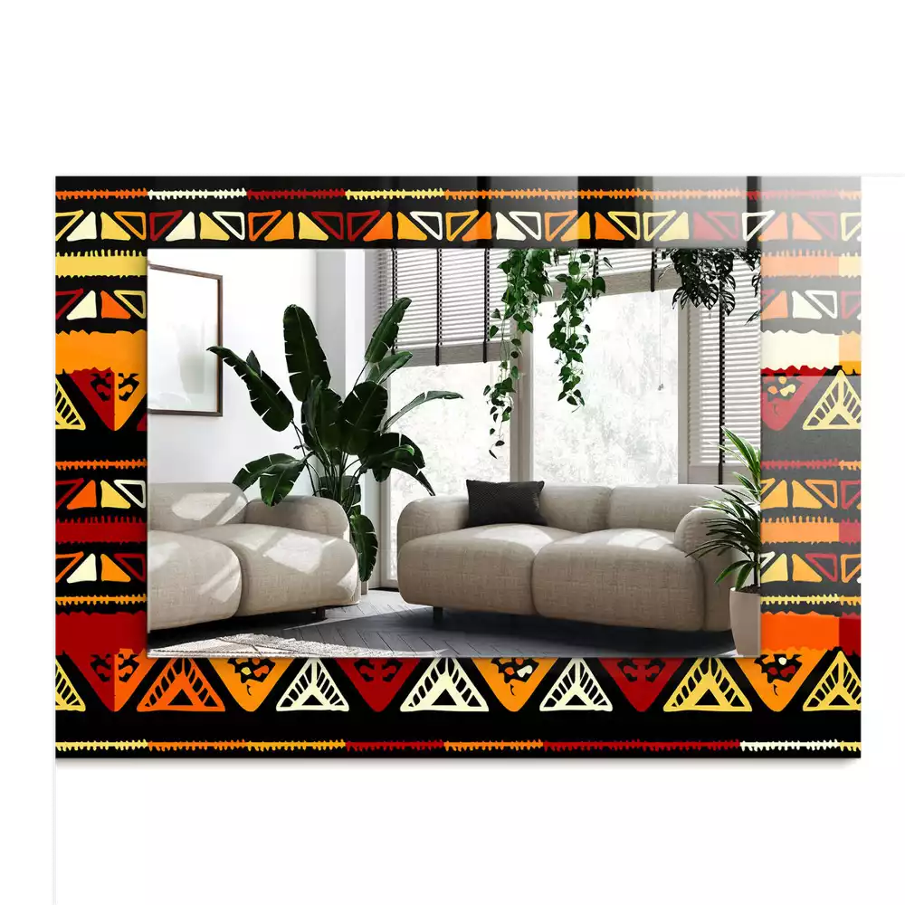 Négyszögletes díszes tükör Színes etnikai minta