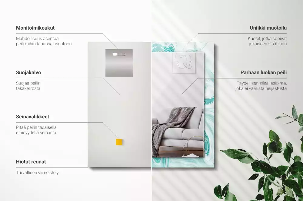 Négyszögletes díszes tükör Absztrakt márvány minta