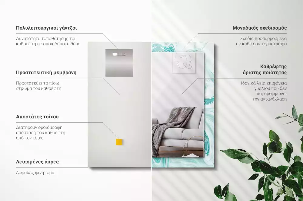 Négyszögletes díszes tükör Absztrakt márvány minta