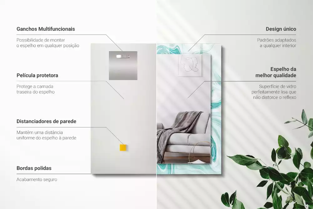 Négyszögletes díszes tükör Absztrakt márvány minta