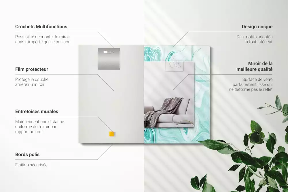 Négyszögletes díszes tükör Absztrakt márvány minta