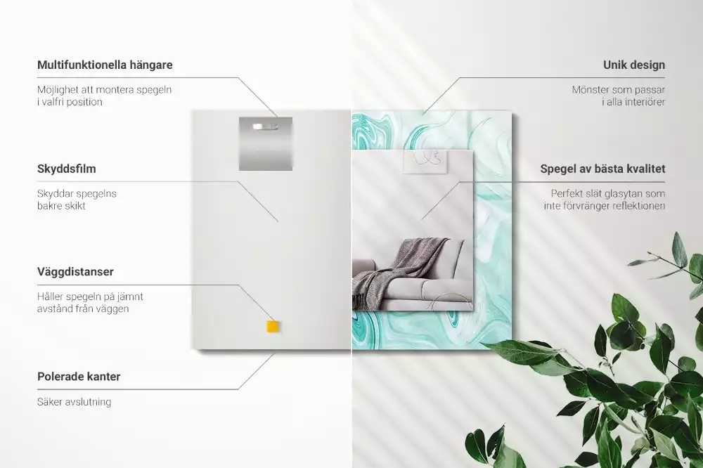 Négyszögletes díszes tükör Absztrakt márvány minta