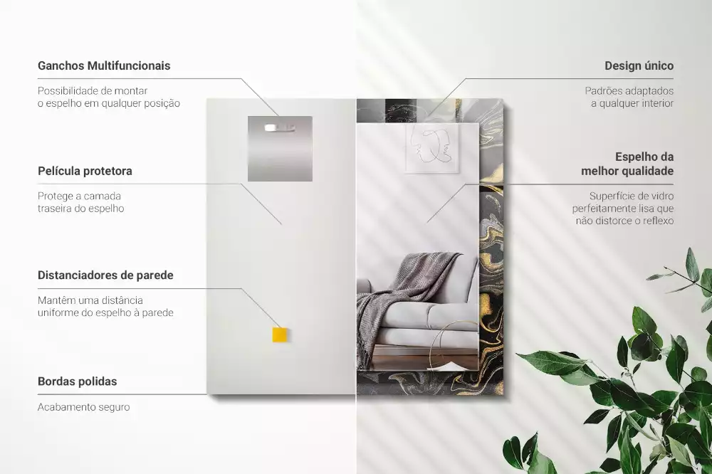 Négyszögletes díszes tükör Absztrakt márvány minta