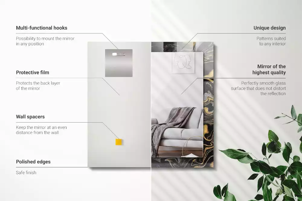 Négyszögletes díszes tükör Absztrakt márvány minta