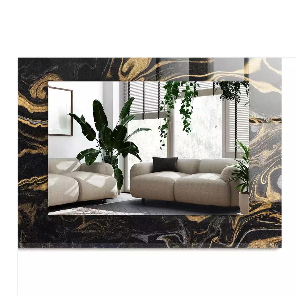 Négyszögletes díszes tükör Absztrakt márvány minta