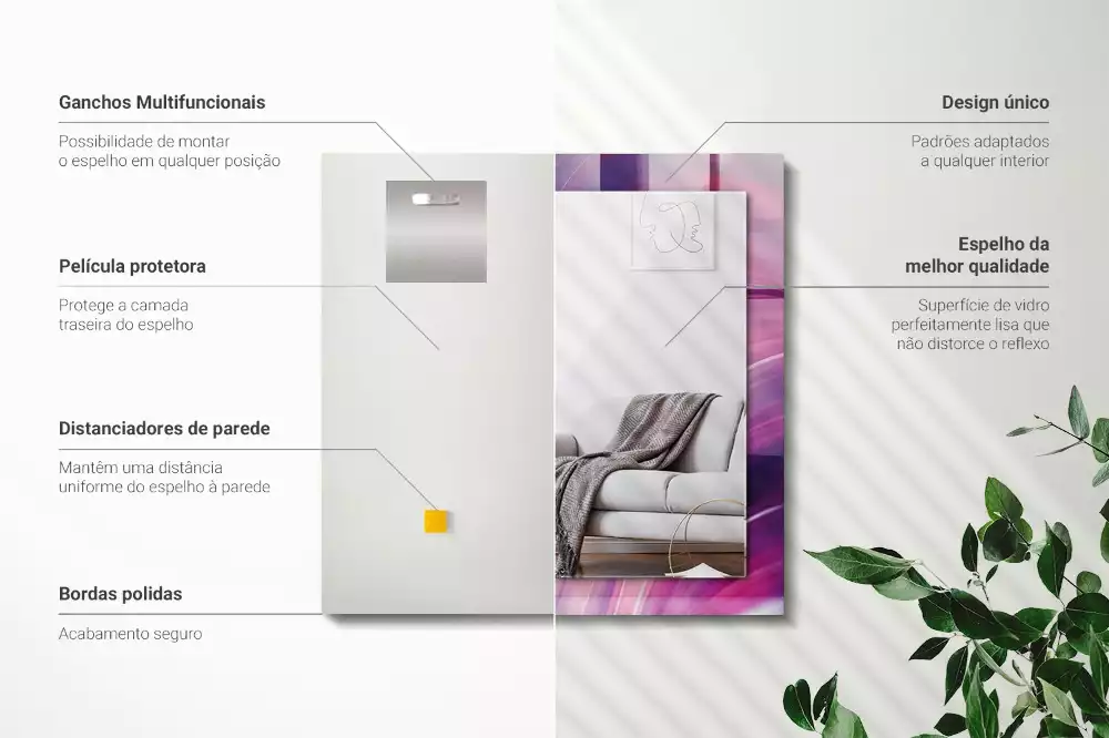 Négyszögletes díszes tükör Absztrakt színes hullámok