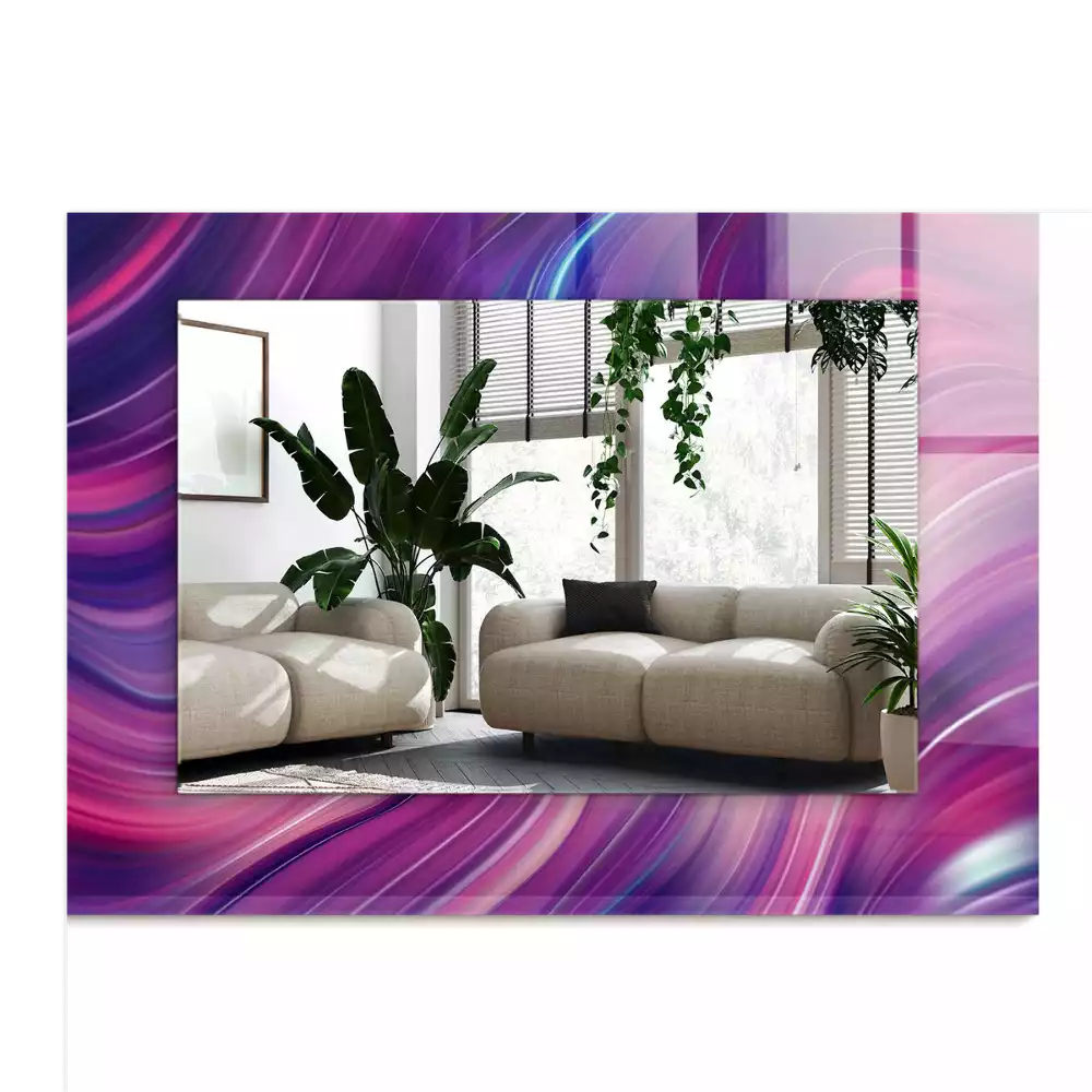 Négyszögletes díszes tükör Absztrakt színes hullámok