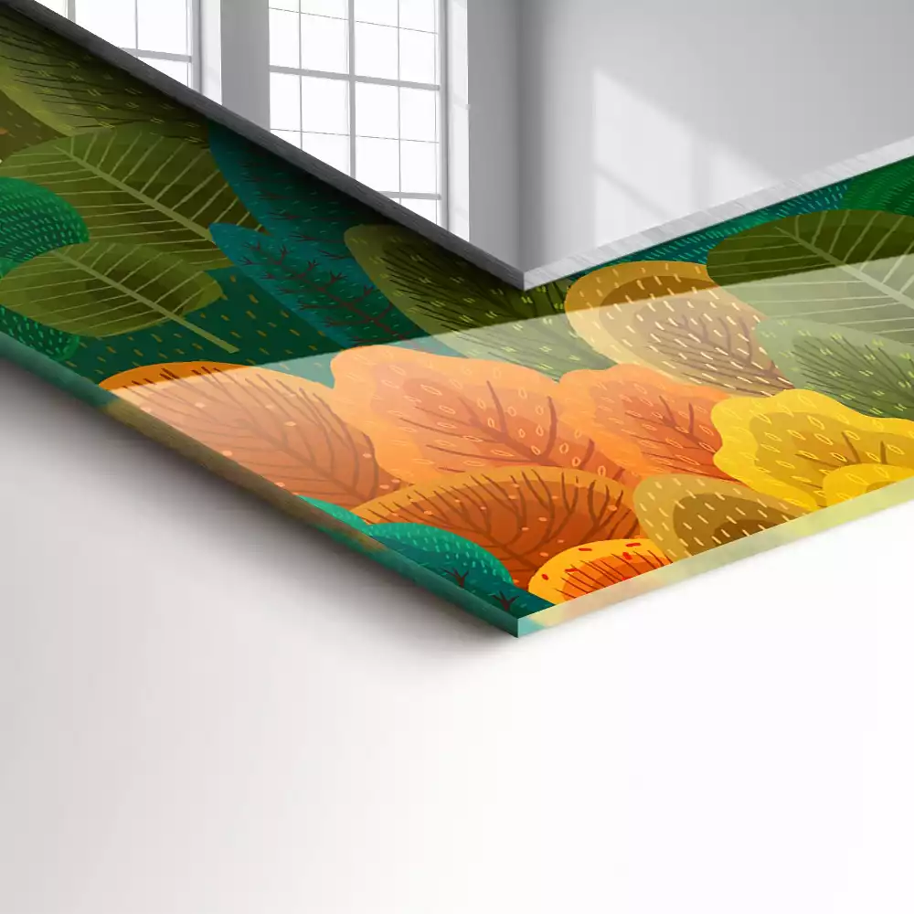 Négyszögletes díszes tükör Őszi fák