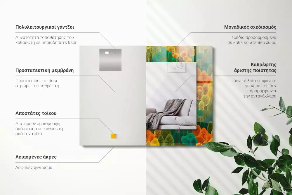 Négyszögletes díszes tükör Őszi fák