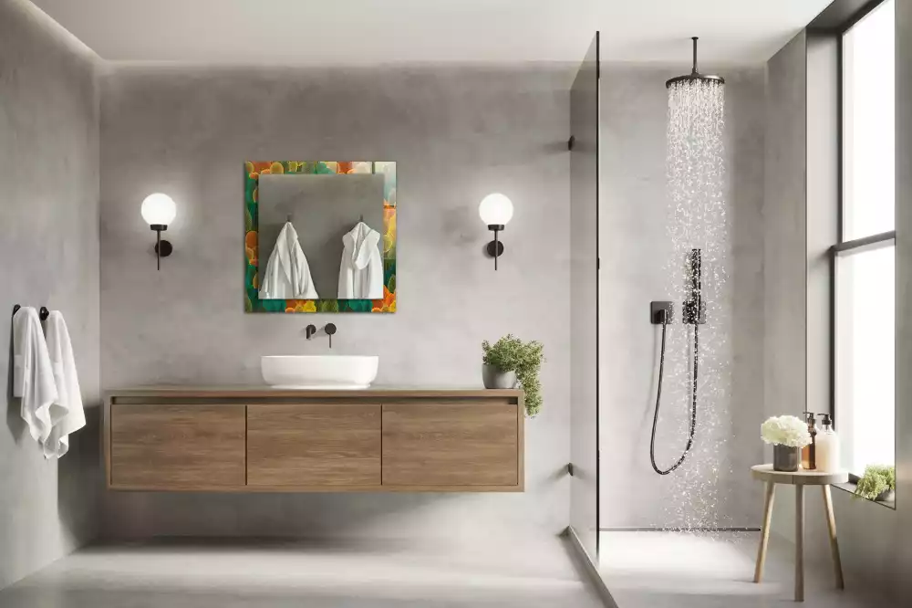 Négyszögletes díszes tükör Őszi fák