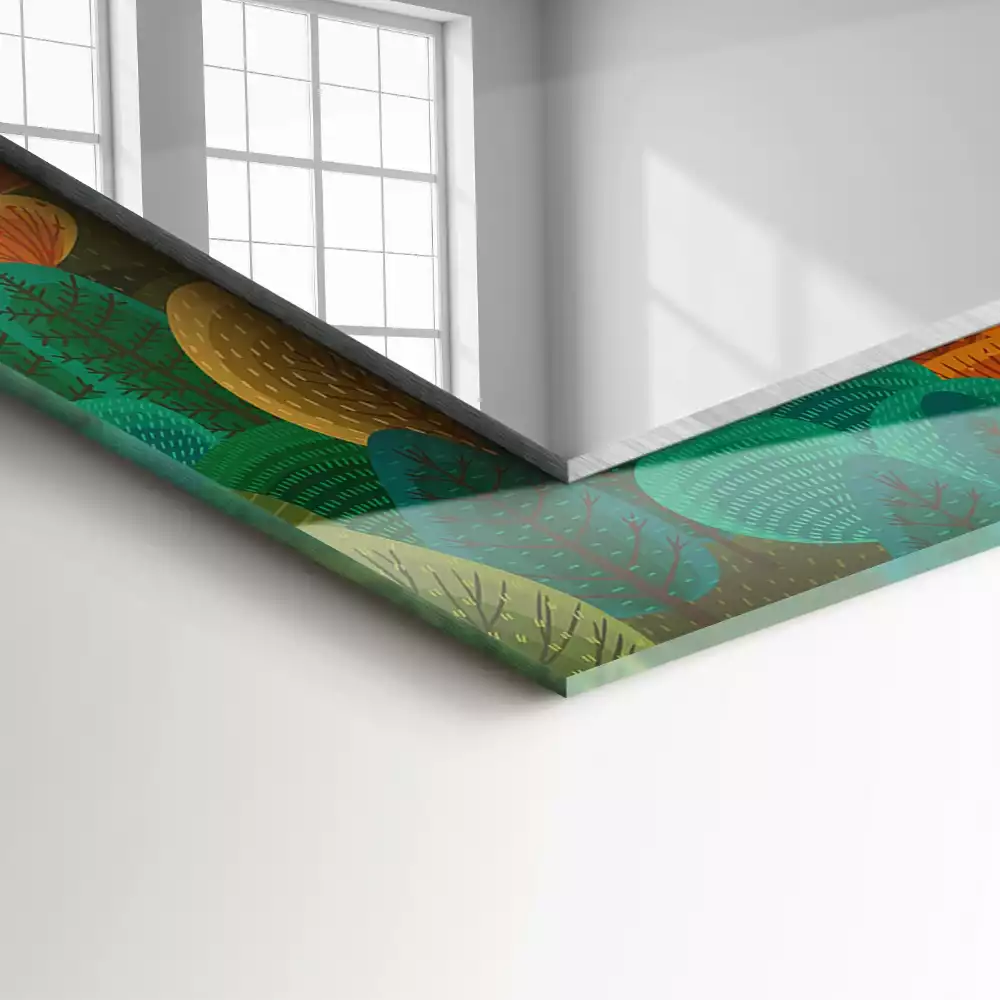 Négyszögletes díszes tükör Őszi fák