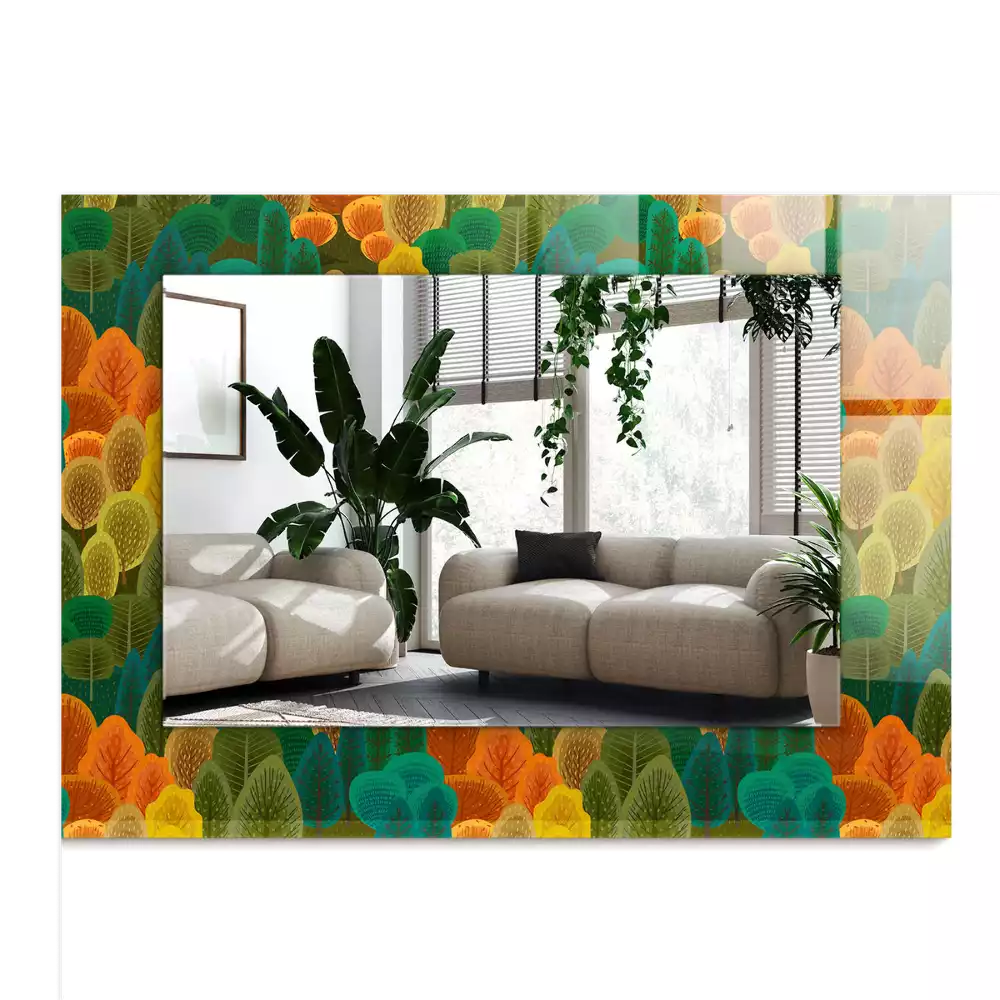 Négyszögletes díszes tükör Őszi fák