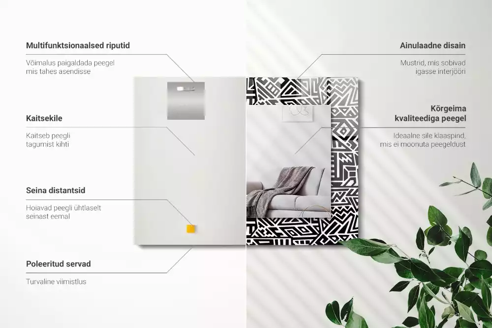 Négyszögletes díszes tükör Geometriai minta