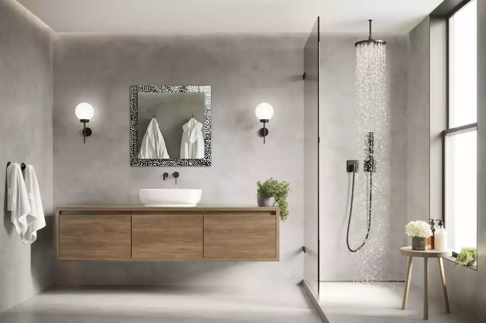 Négyszögletes díszes tükör Geometriai minta