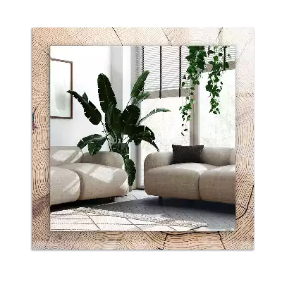 Négyszögletes díszes tükör Egy fatörzs keresztmetszete