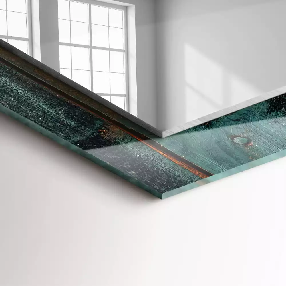 Négyszögletes tükör fali dísz Zöld fa táblák