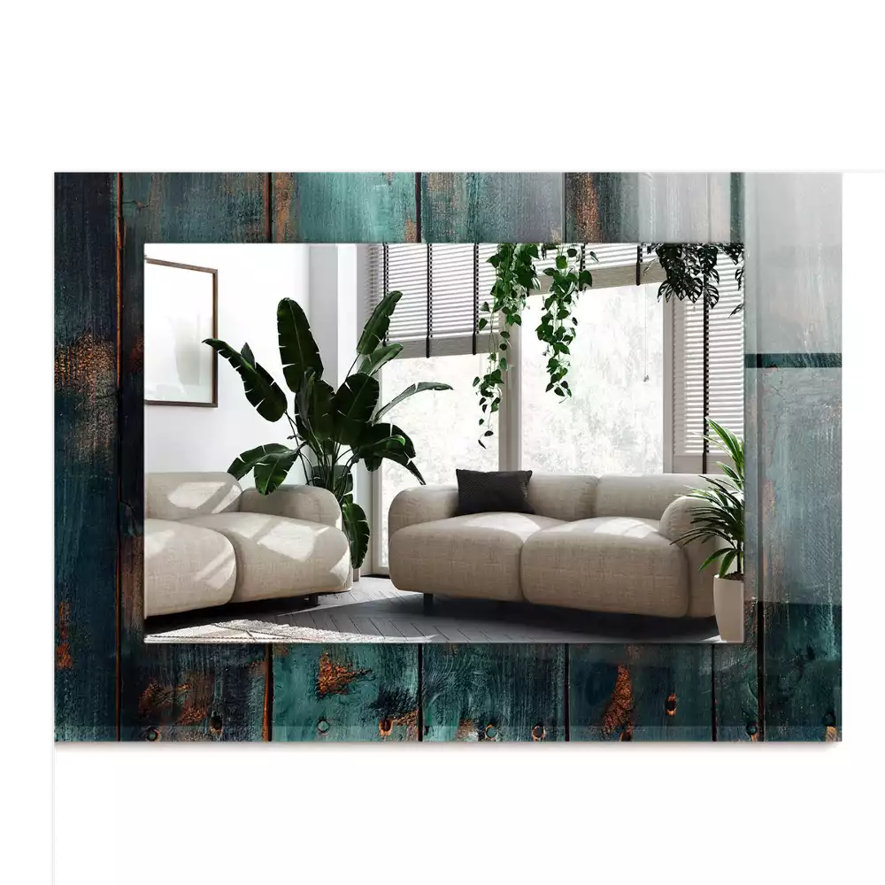 Négyszögletes tükör fali dísz Zöld fa táblák