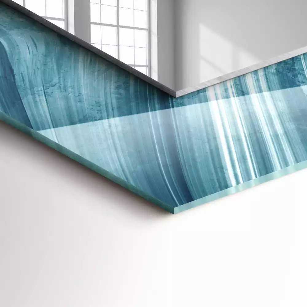 Négyszögletes tükör fali dísz Absztrakt kék vonalak