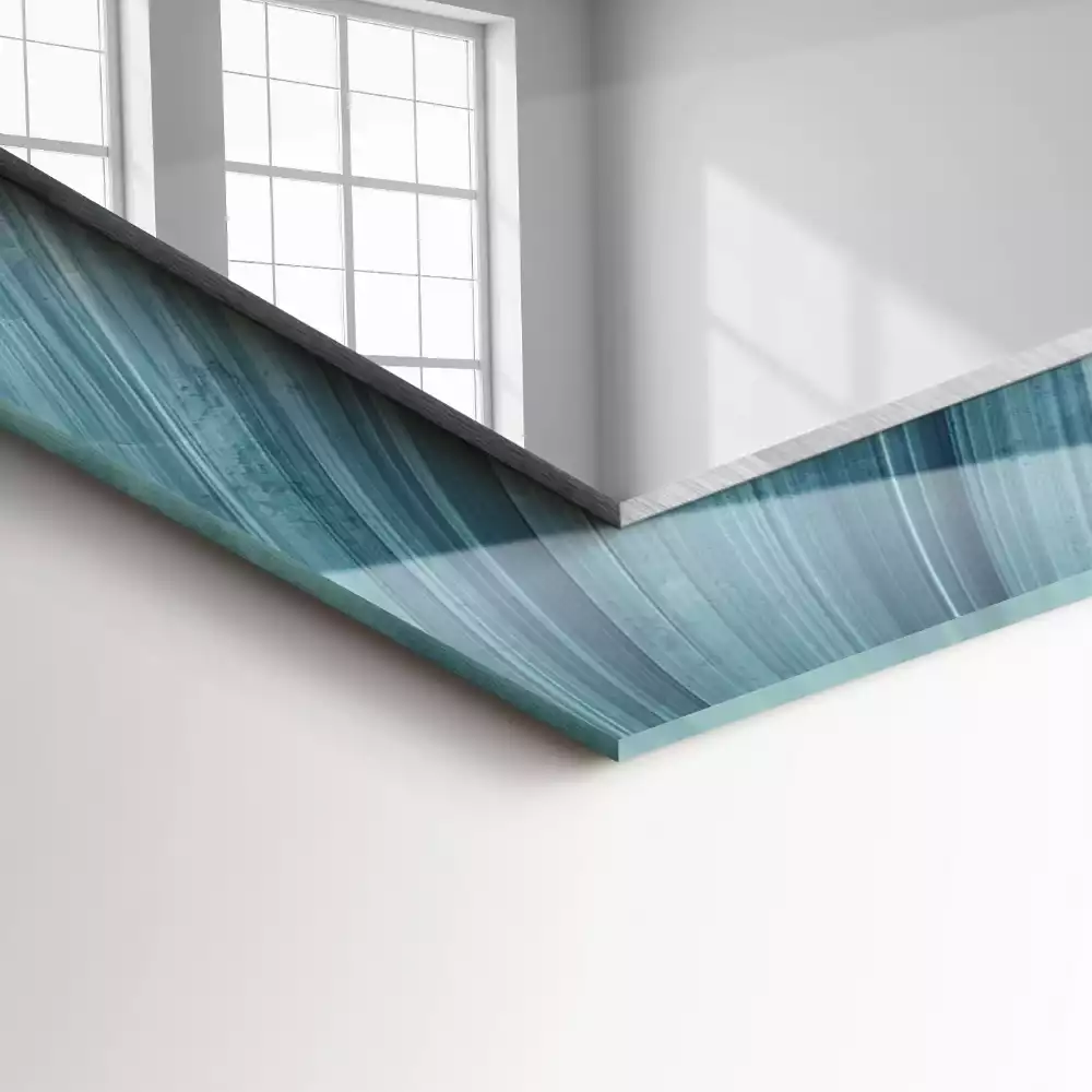 Négyszögletes tükör fali dísz Absztrakt kék vonalak