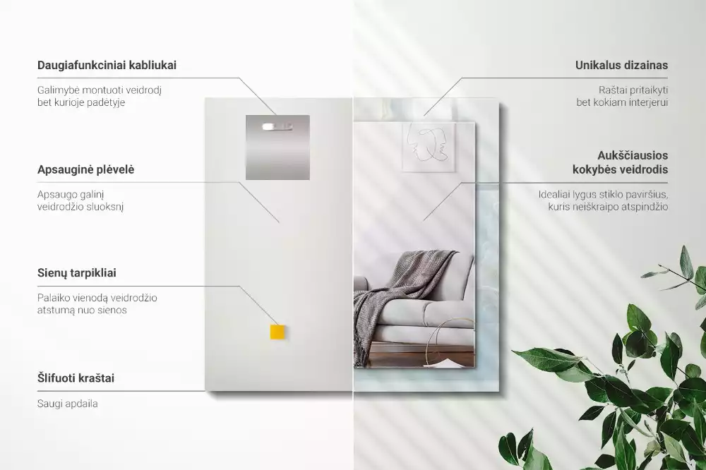 Négyszögletes tükör fali dísz Kék ónix márvány