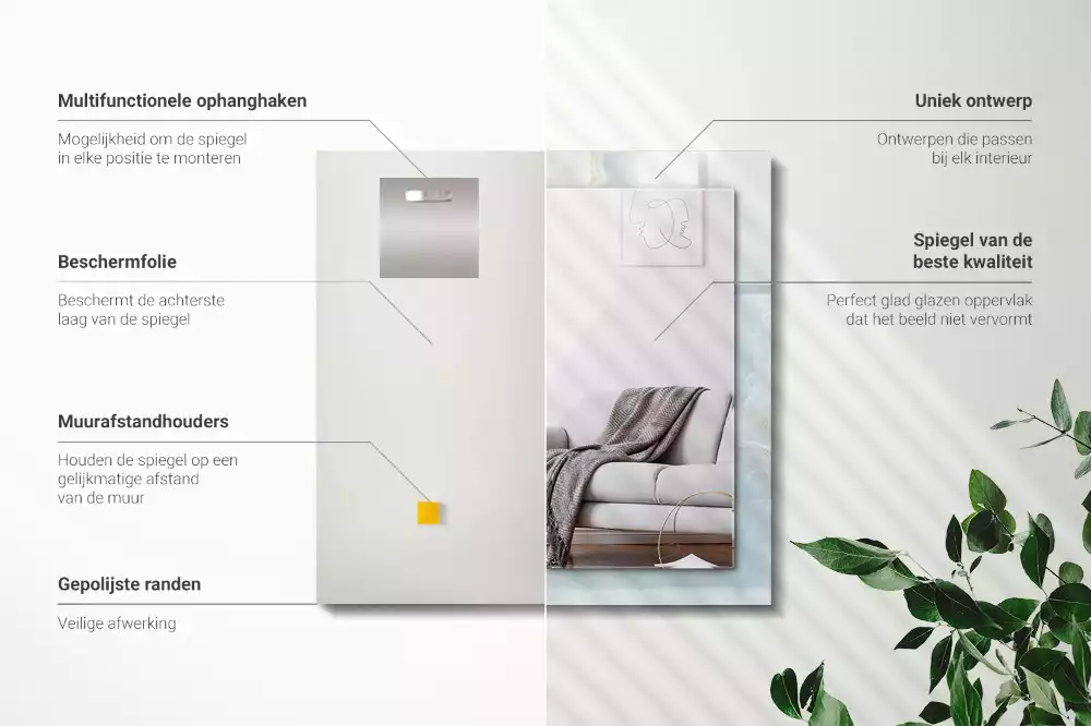 Négyszögletes tükör fali dísz Kék ónix márvány