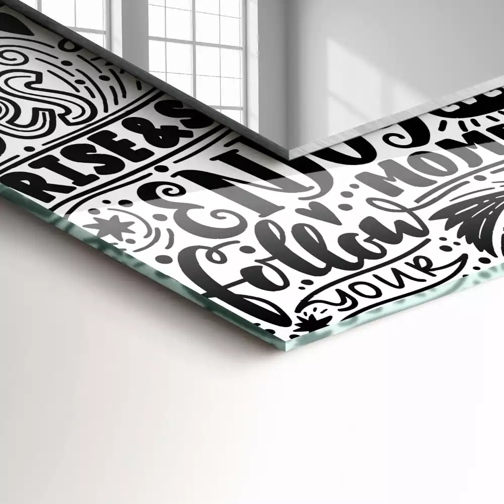 Négyszögletes tükör fali dísz Motivációs kézi betűkkel