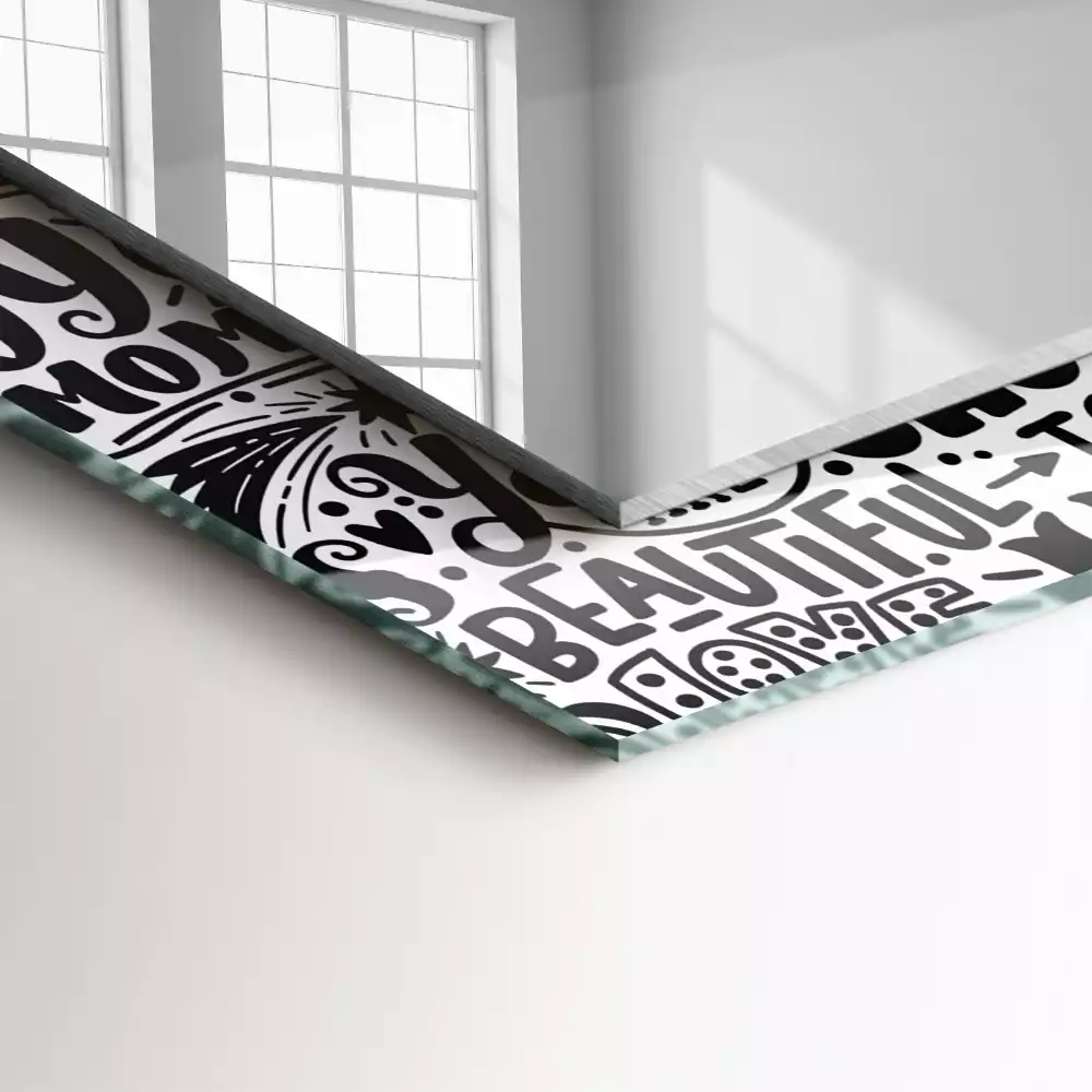 Négyszögletes tükör fali dísz Motivációs kézi betűkkel