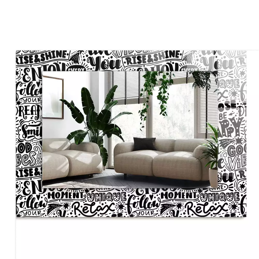 Négyszögletes tükör fali dísz Motivációs kézi betűkkel