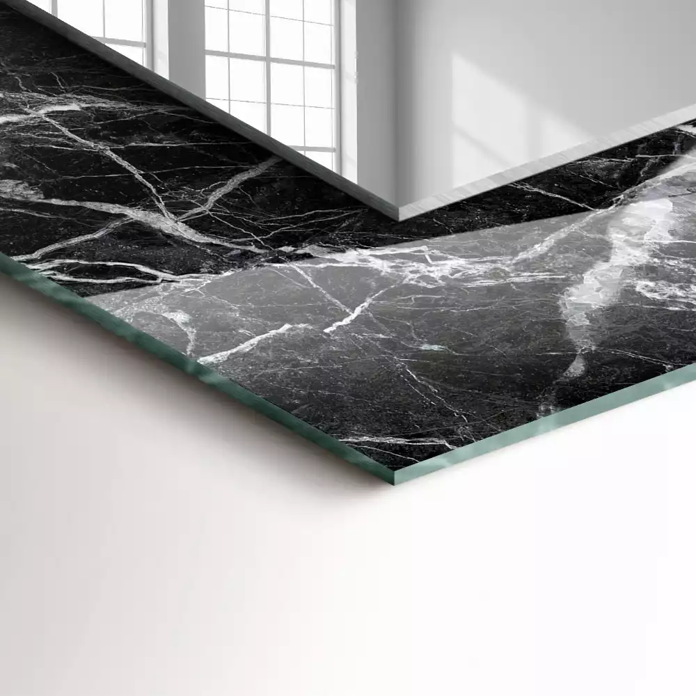 Négyszögletes tükör fali dísz Fekete márvány