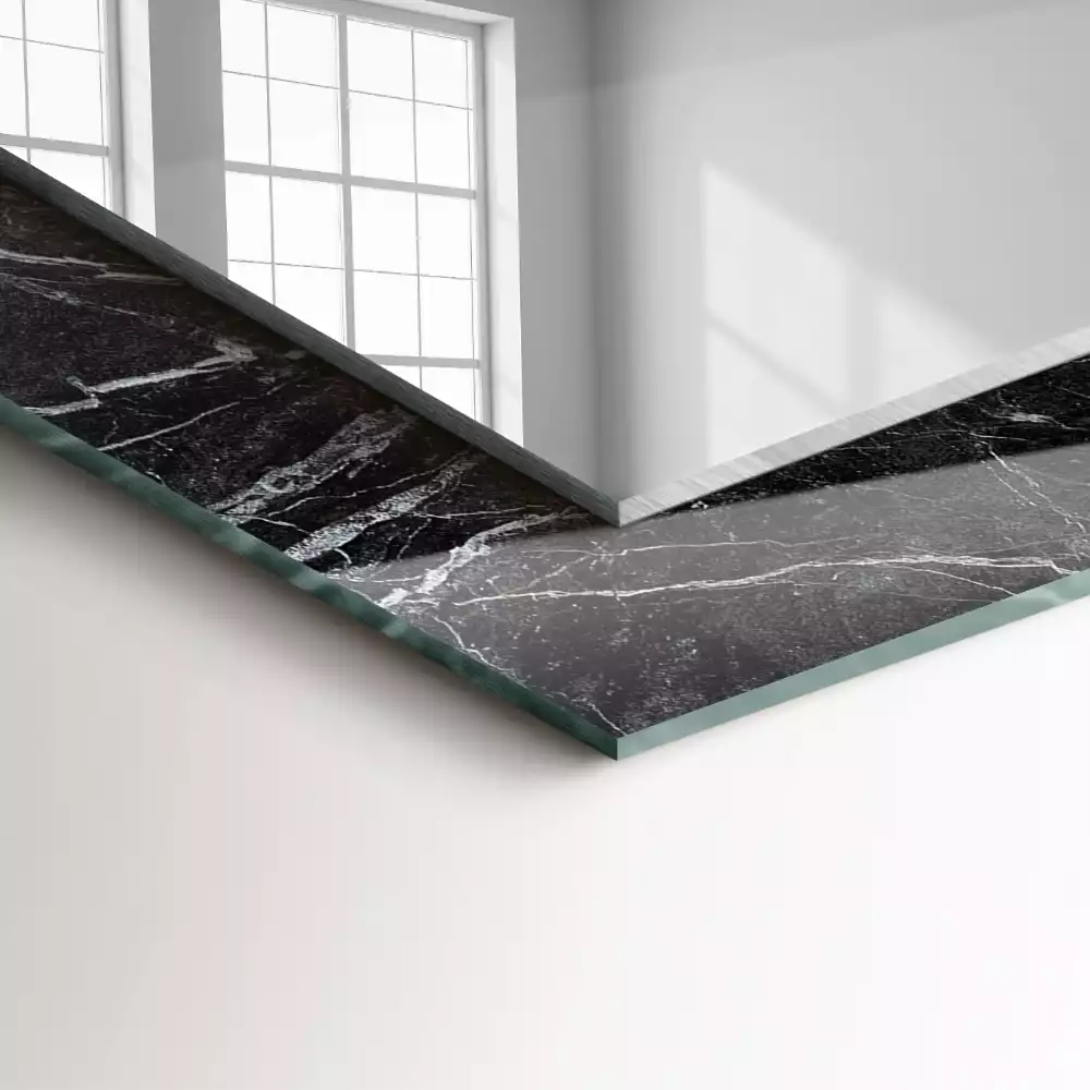 Négyszögletes tükör fali dísz Fekete márvány