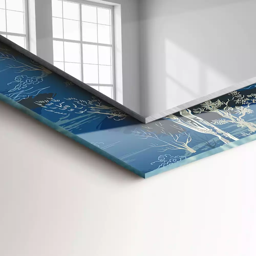 Négyszögletes tükör fali dísz Fák táj