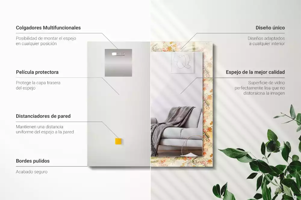 Négyszögletes tükör fali dísz Japán kert