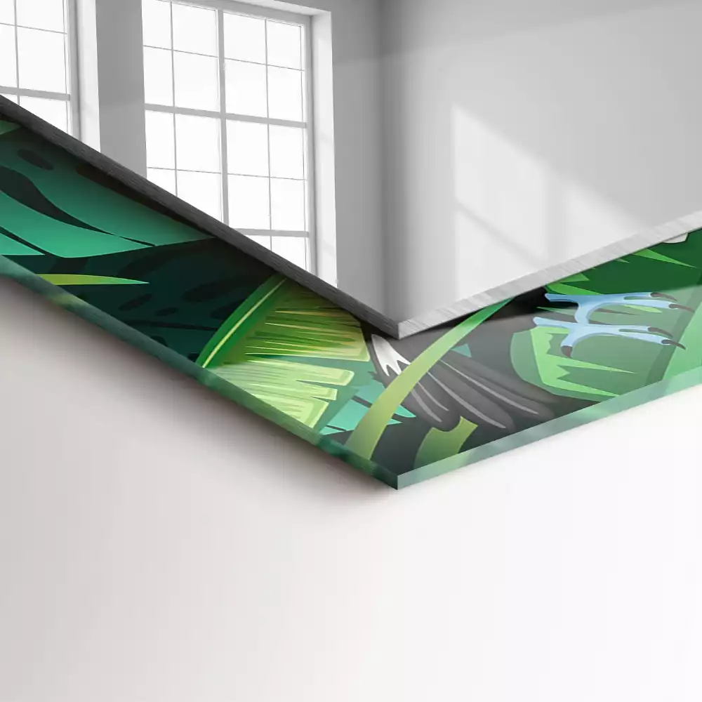 Négyszögletes tükör fali dísz Tukán levelek dzsungelben