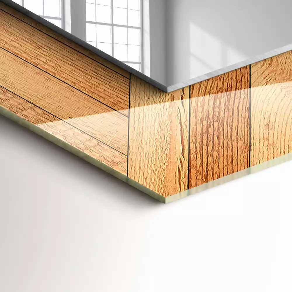 Négyszögletes tükör fali dísz Fa parketta