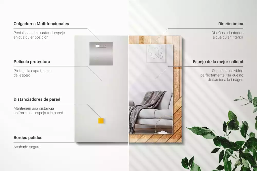 Négyszögletes tükör fali dísz Fa parketta