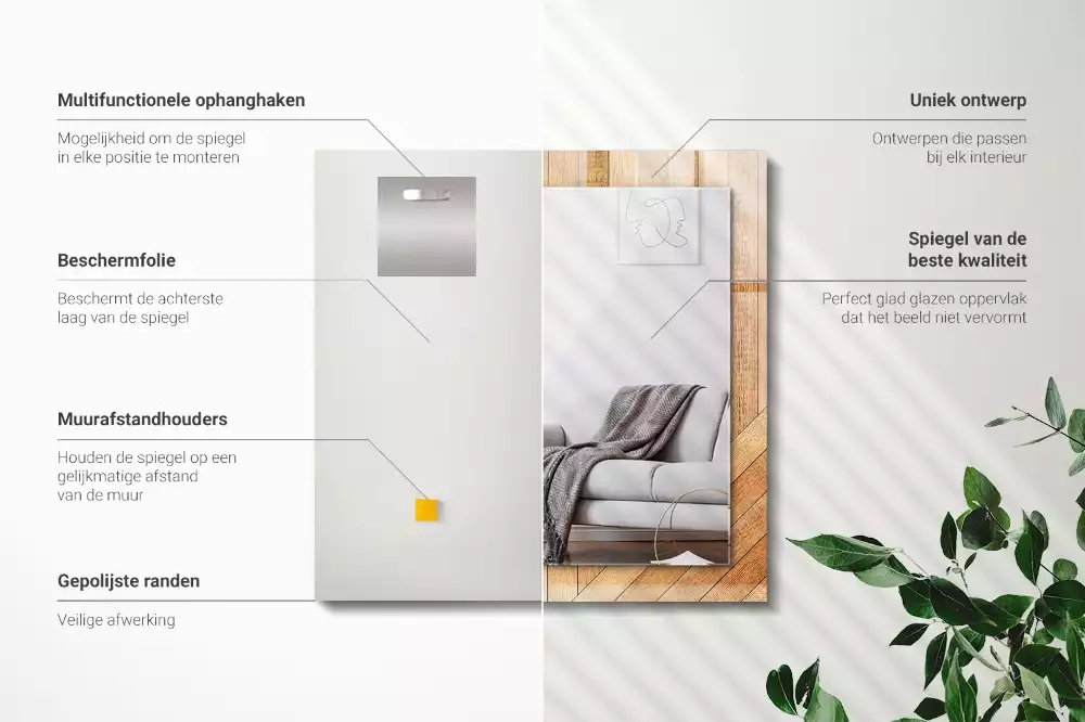 Négyszögletes tükör fali dísz Fa parketta