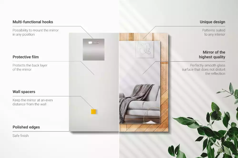 Négyszögletes tükör fali dísz Fa parketta