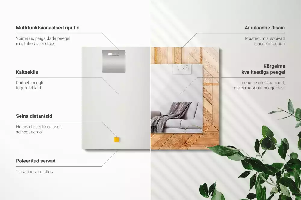 Négyszögletes tükör fali dísz Fa parketta