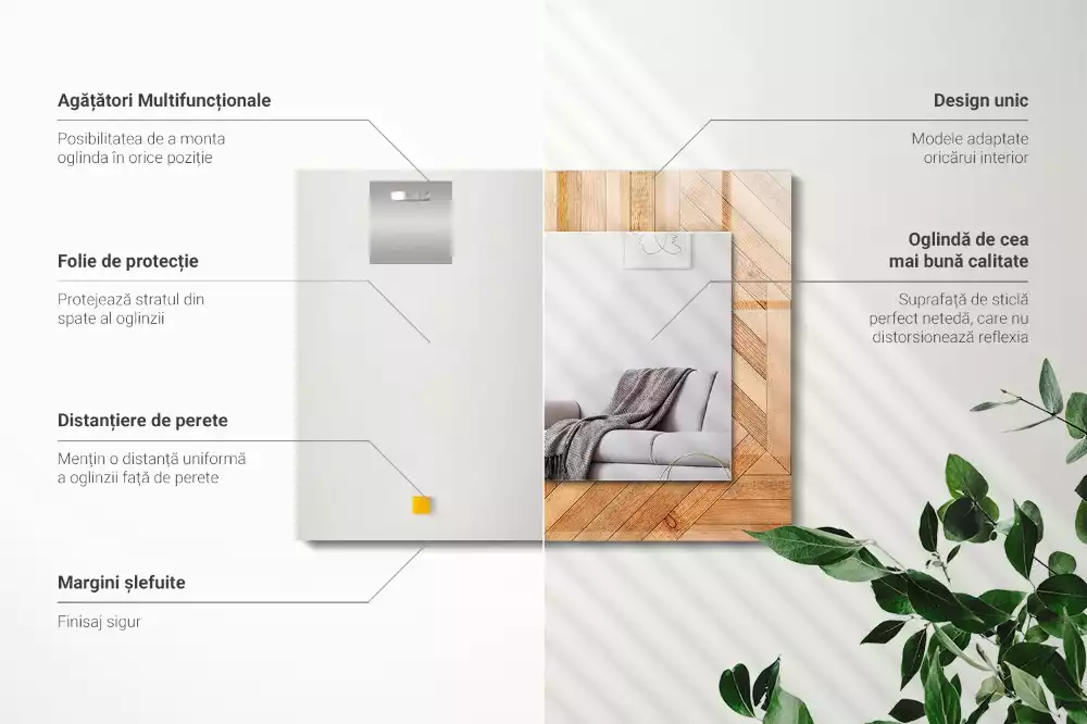 Négyszögletes tükör fali dísz Fa parketta