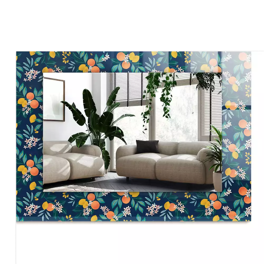 Négyszögletes tükör fali dísz Virágok és gyümölcsök