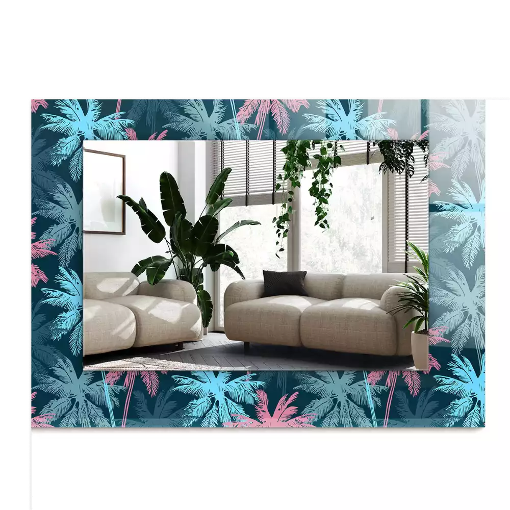 Négyszögletes tükör fali dísz Pálmafák színes minta