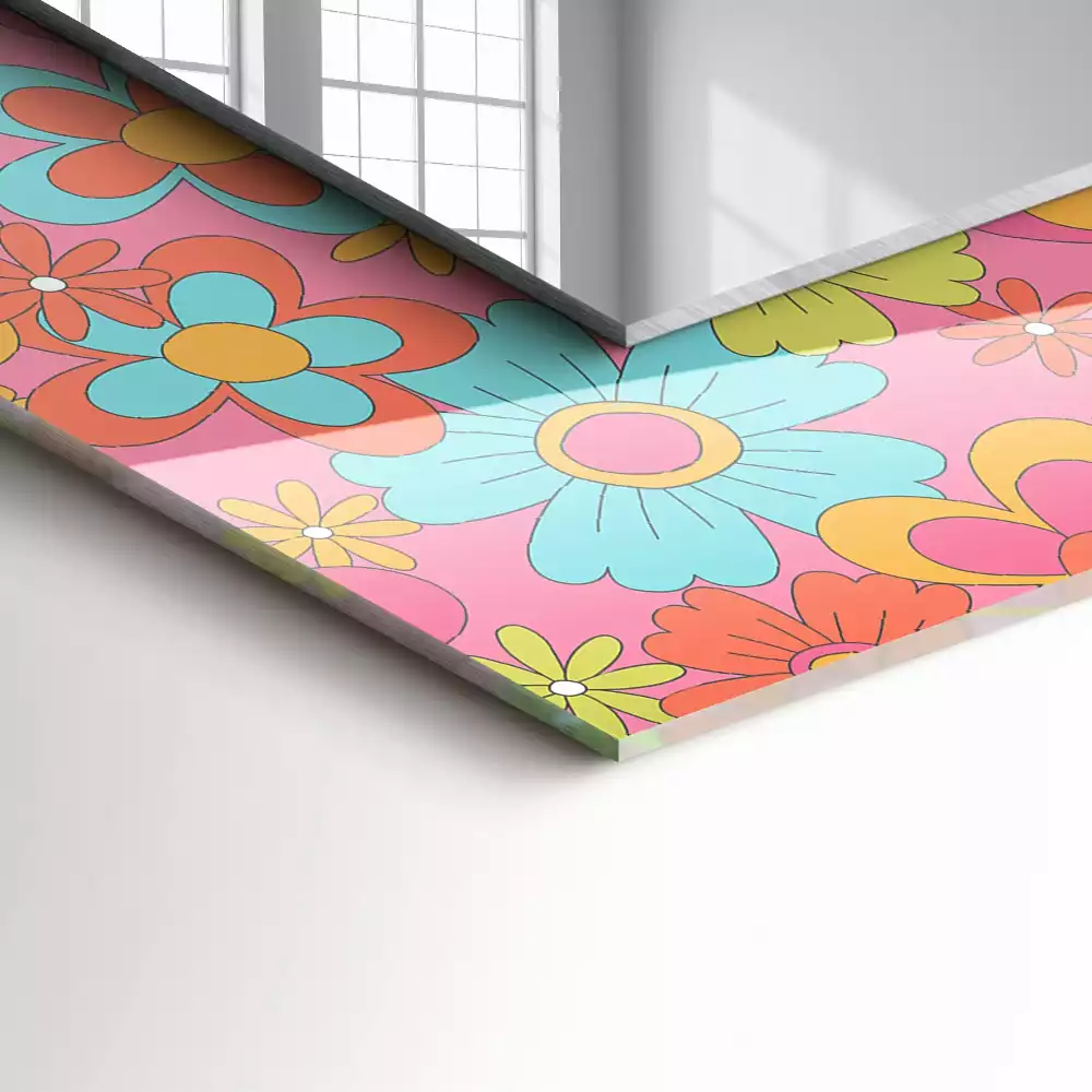 Négyszögletes tükör fali dísz Színes Floral Groove