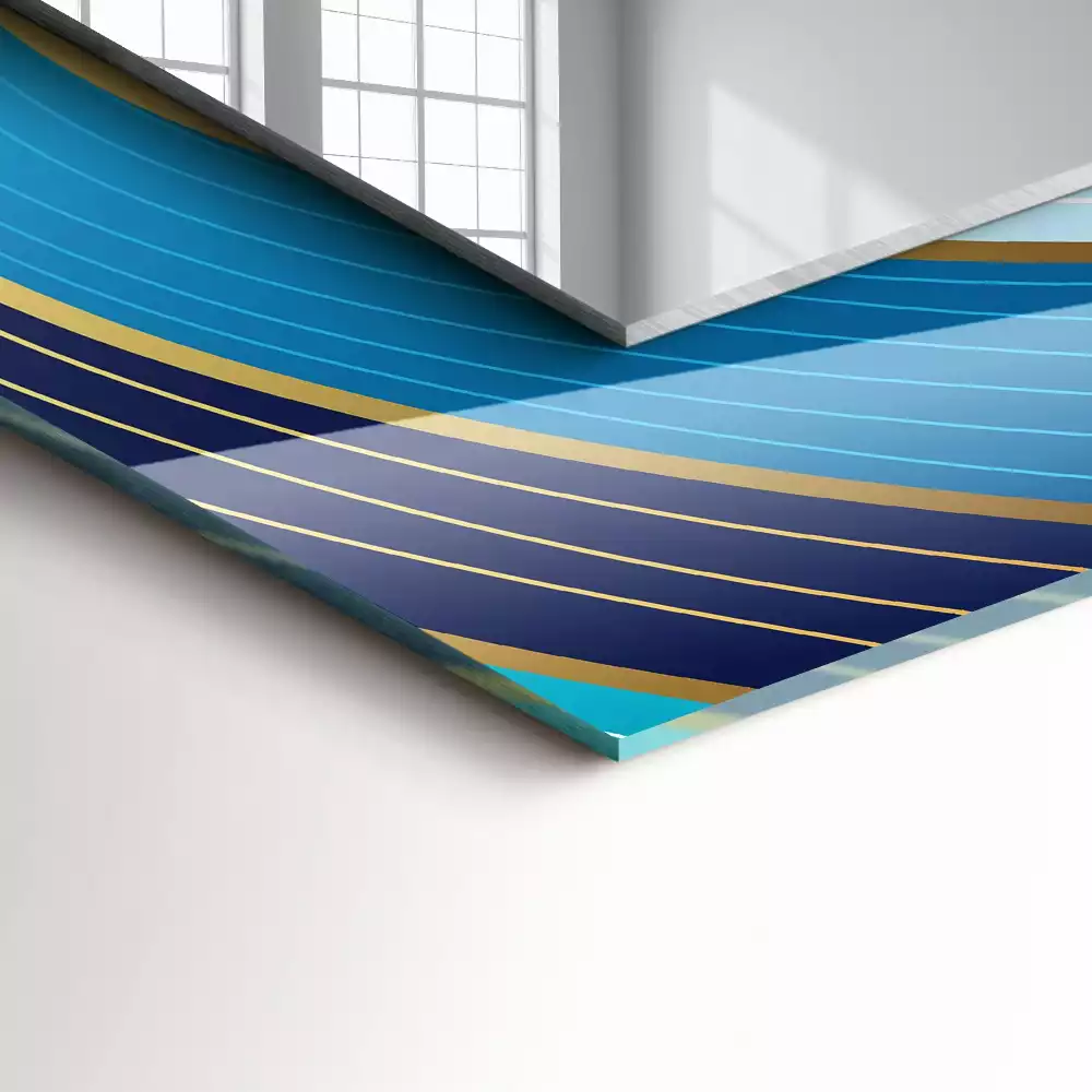 Négyszögletes tükör fali dísz Hullám minták kék