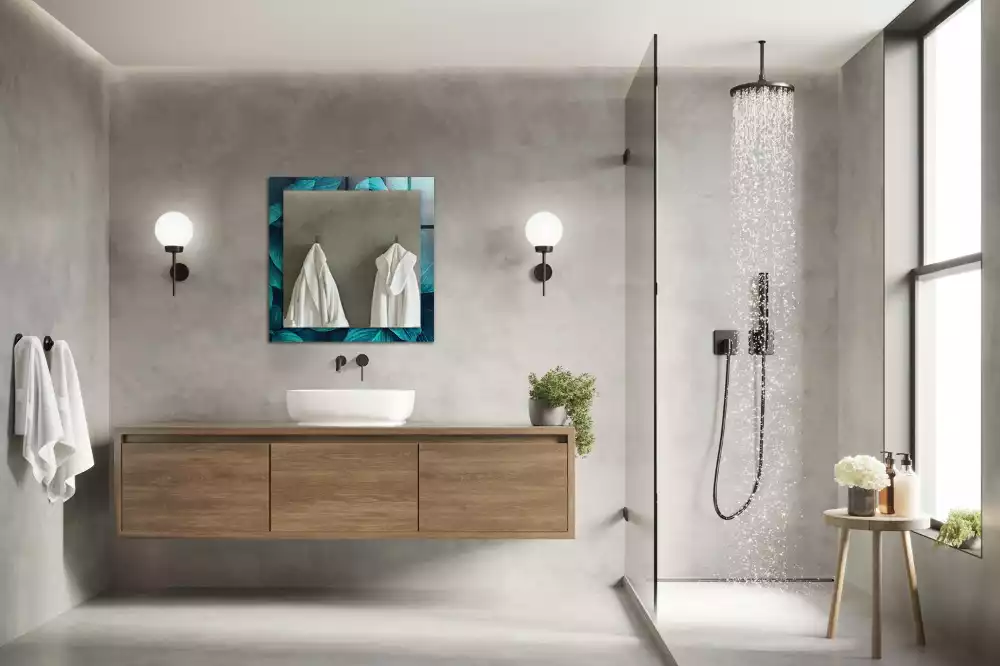 Négyszögletes tükör fali dísz Zöld Levelek