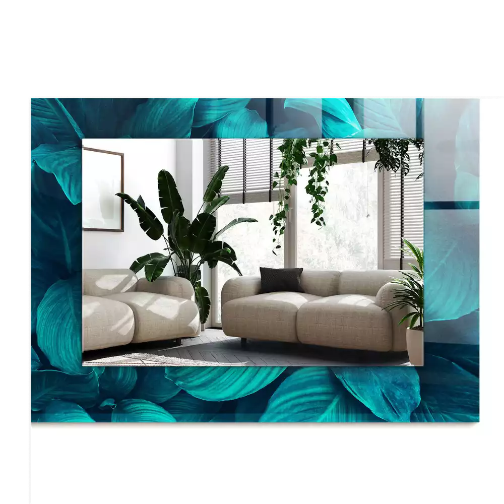 Négyszögletes tükör fali dísz Zöld Levelek