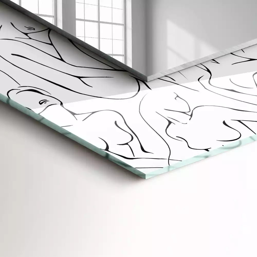 Négyszögletes tükör fali dísz Női sziluettek vázlat