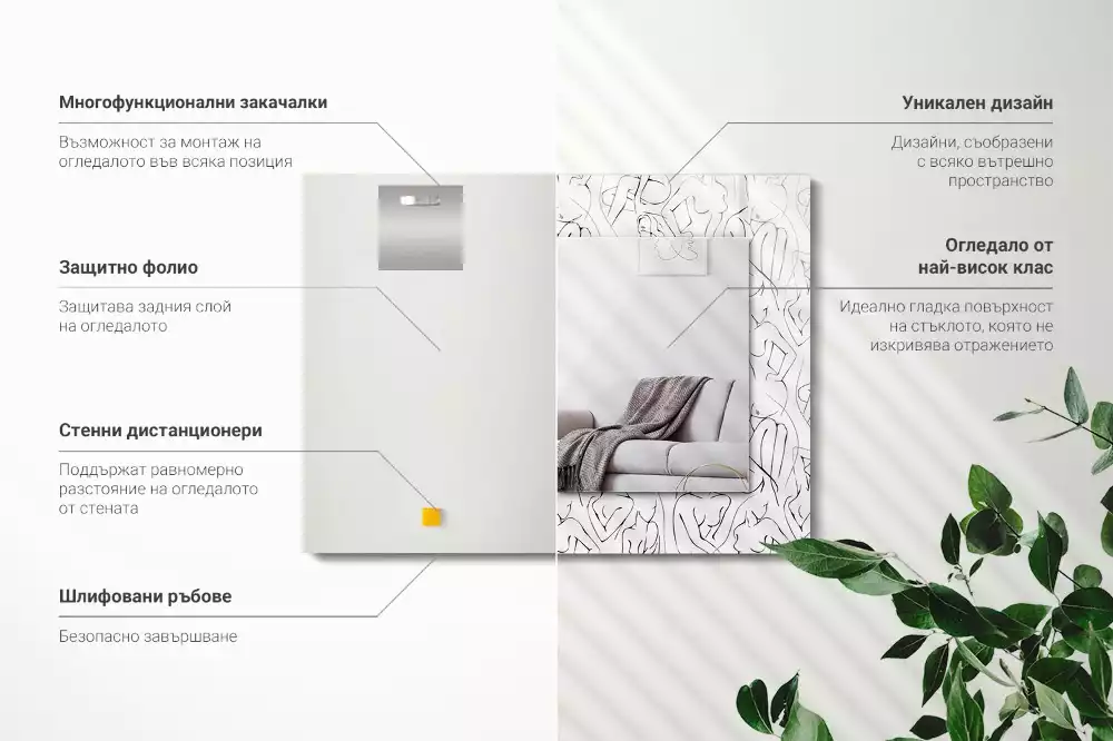 Négyszögletes tükör fali dísz Női sziluettek vázlat