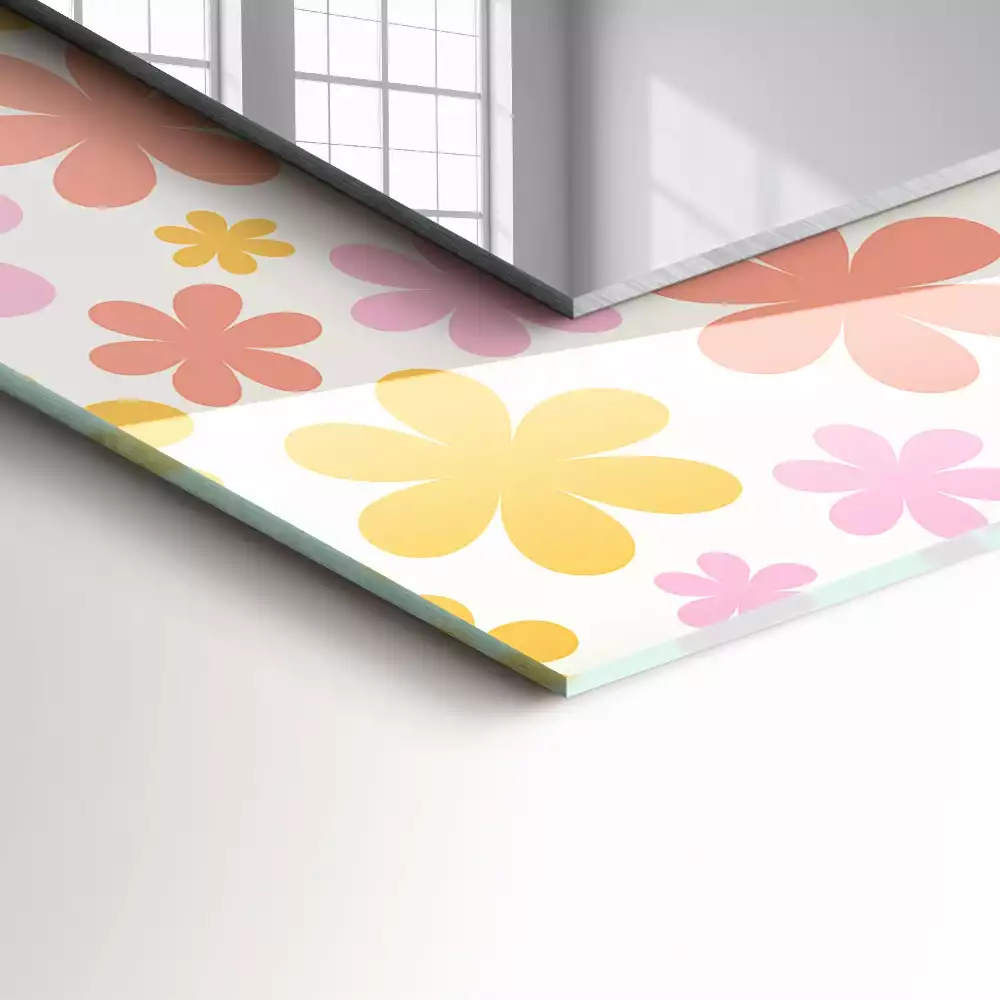 Négyszögletes tükör fali dísz Virágmintás