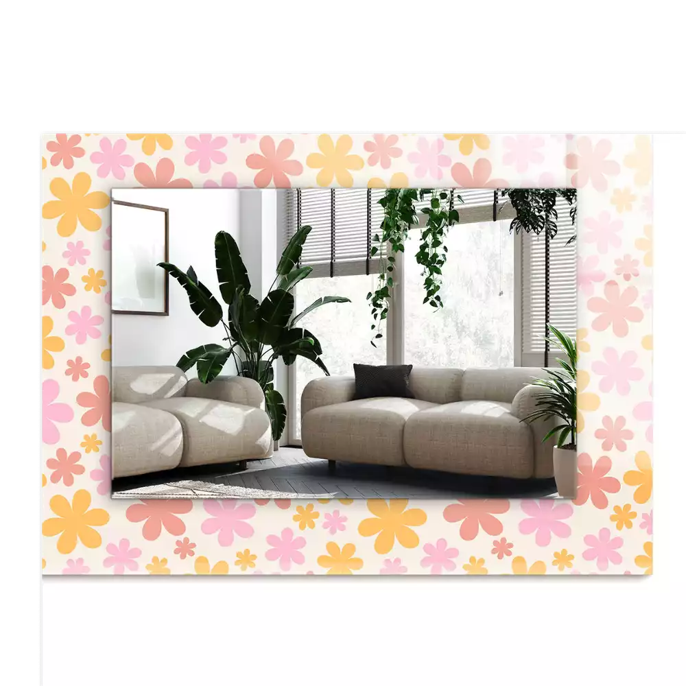 Négyszögletes tükör fali dísz Virágmintás